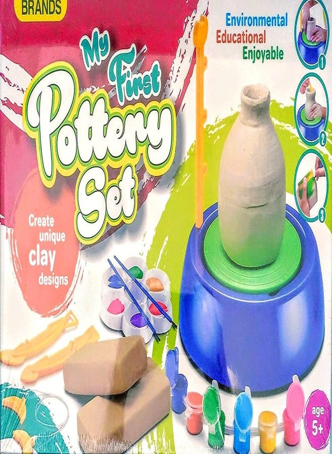 Toy Vibes مجموعة أدوات عجلة الفخار، تعلم مهارات صناعة الفخار، اصنع أواني من التربة، مجموعة أدوات فنية وحرفية للأطفال من السيراميك - Image 1