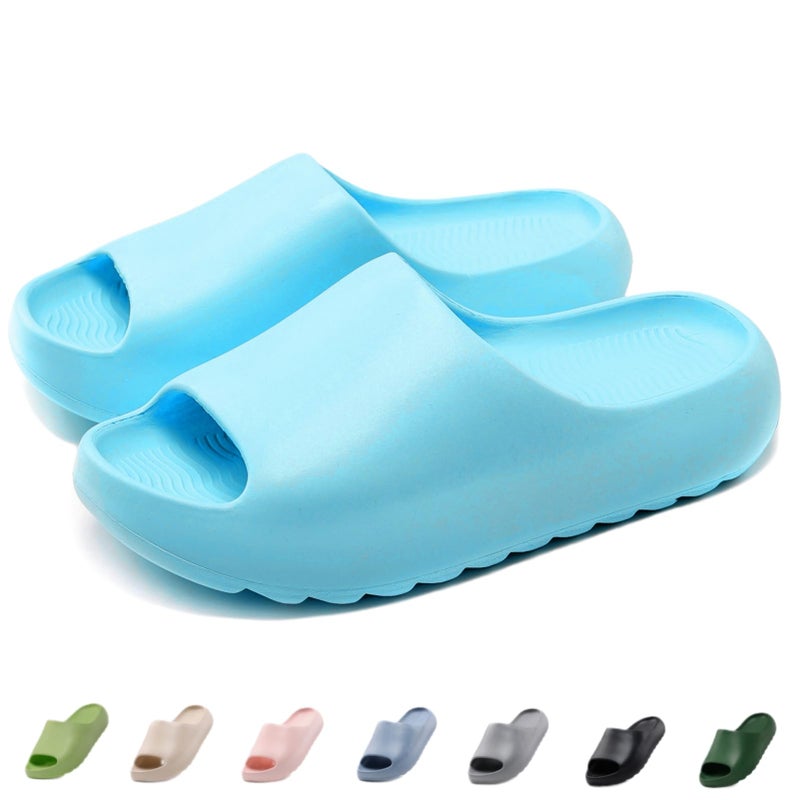 Cushioned Non-Slip Waterproof EVA Slides for Women Men and Kids, Soft Thick Sole Shower Sandals - Image 1