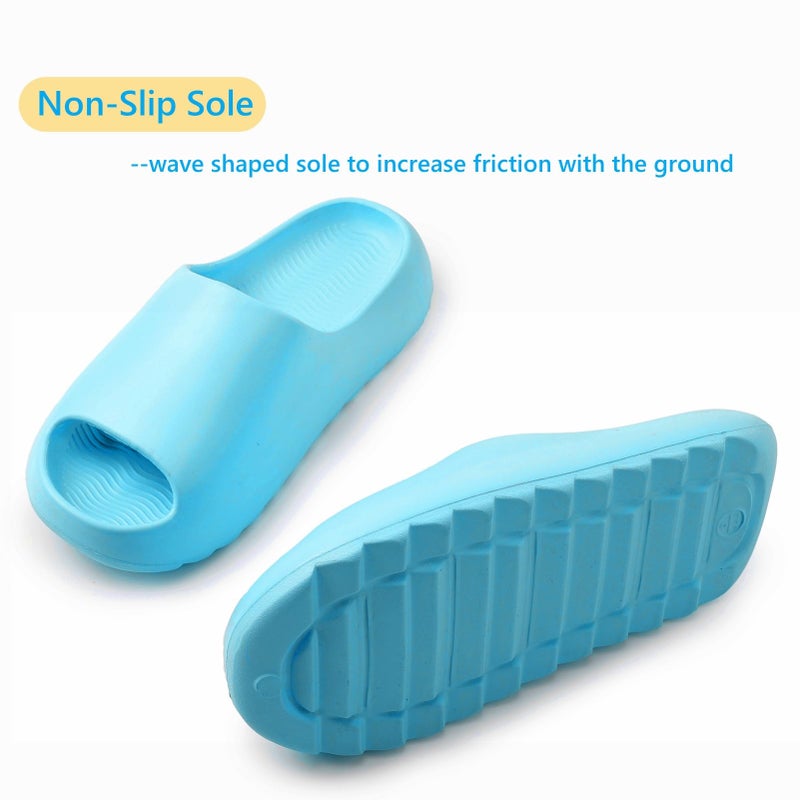 Cushioned Non-Slip Waterproof EVA Slides for Women Men and Kids, Soft Thick Sole Shower Sandals - Image 3