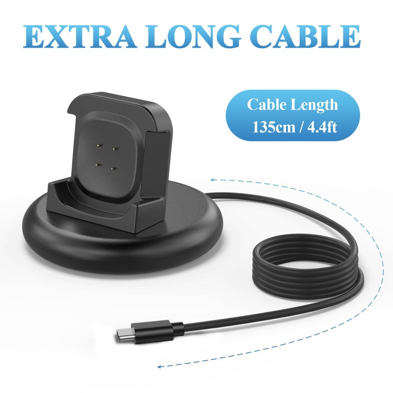 USB C Charger Dock for Fitbit Sense/Sense 2/Versa 4/Versa 3,Upgraded Magnetic Watch Charger Stand with Charging Cable,US B C Charge r Replacement Accessories for Fitbit Charger,Black(USB_C) - Image 4