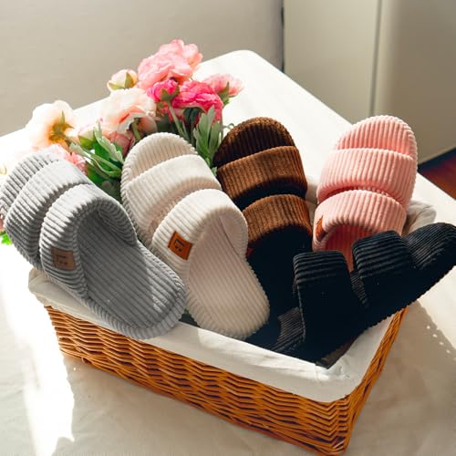 LongBay Slippers for Women Memory Foam Open Toe Slide Indoor House Shoes Slip On Bedroom Comfy Gift Beige, 5-6 - Image 3