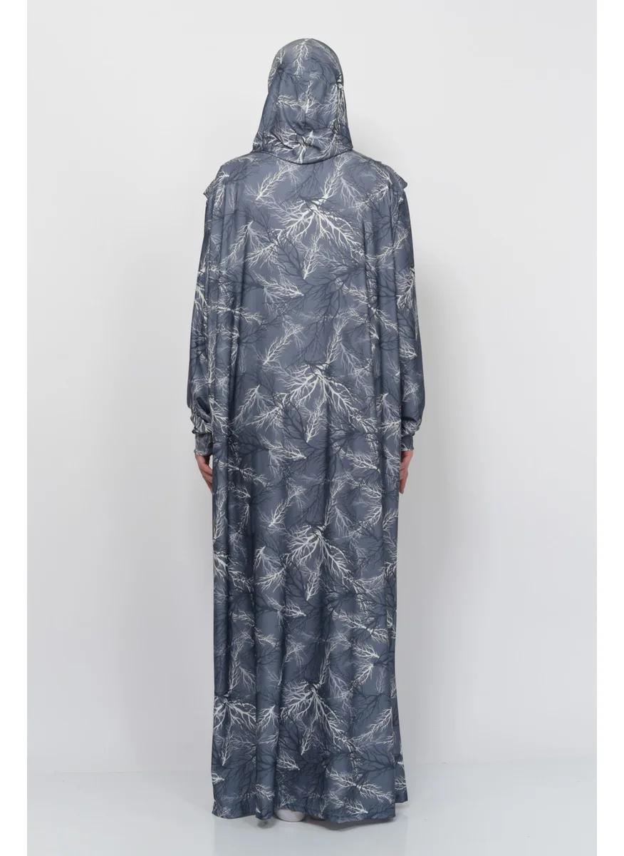 التوبة Practical One Piece Tree Patterned Sleeves Removable Hijab Lycra Hijab Prayer Dress 990-0711
