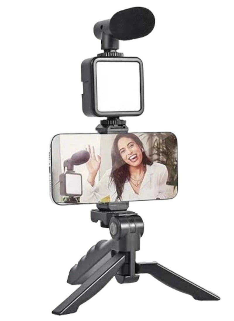 Generic - Tripod Stand AY-49  " Without remote control " - For Video Shooting - With Microphone - Live Streaming Light - Black - Image 1