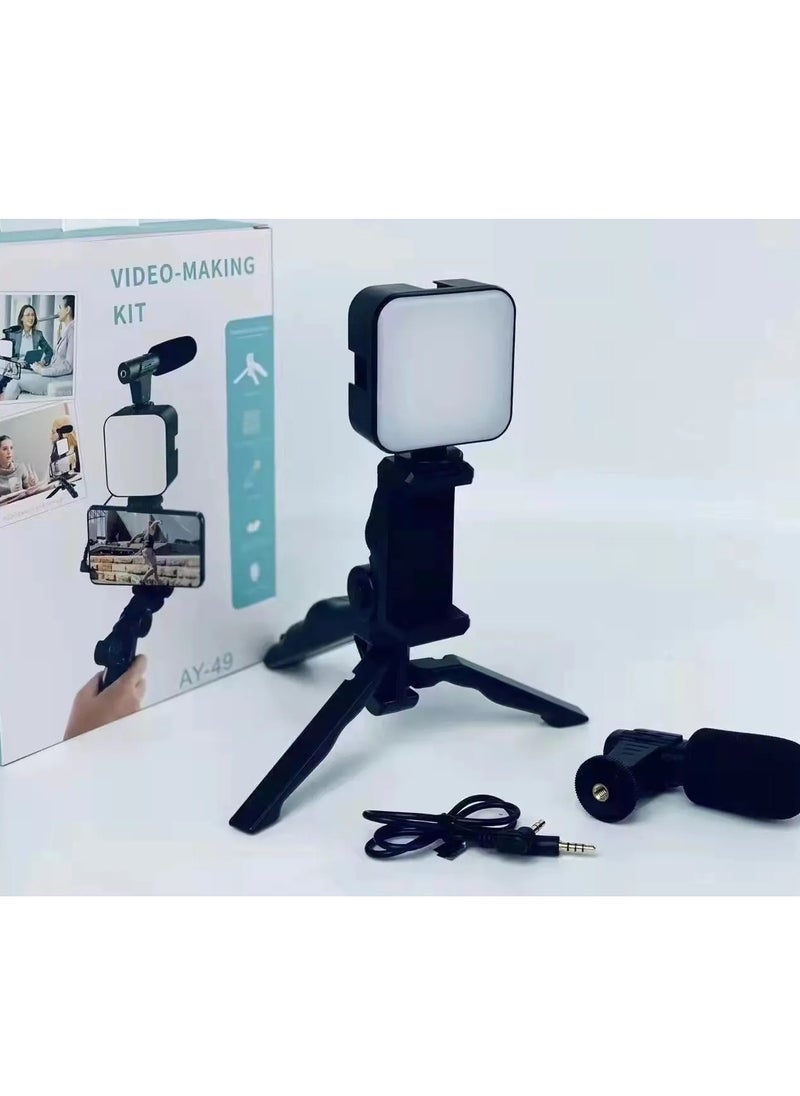 Generic - Tripod Stand AY-49  " Without remote control " - For Video Shooting - With Microphone - Live Streaming Light - Black - Image 1