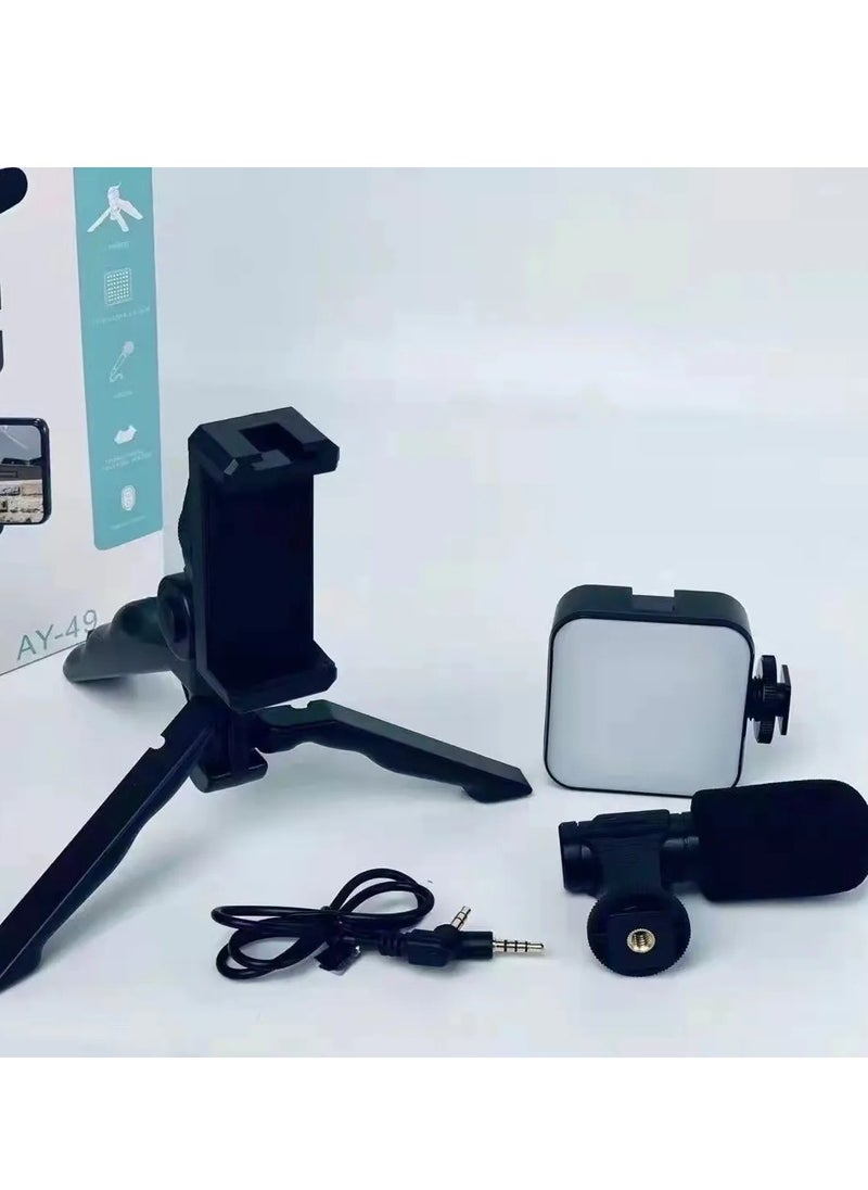 Generic - Tripod Stand AY-49  " Without remote control " - For Video Shooting - With Microphone - Live Streaming Light - Black - Image 1