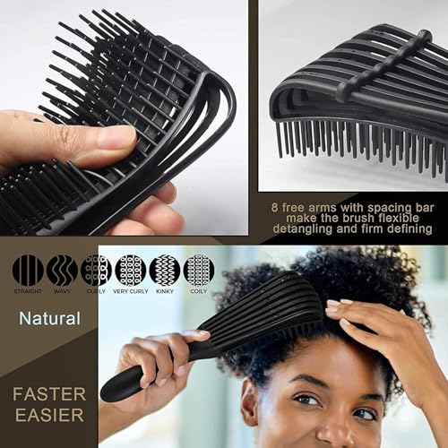 HUDACRUSH Detangler Hair Brush Comb for Curly Hair - Empathetic Hair Brush & Curly Hair Products for Women, Men, Kids - Pain-Free Knot & Tangle Removal, Wet & Dry Styling Tool - Image 2