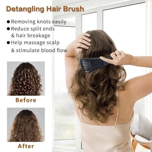 HUDACRUSH Detangler Hair Brush Comb for Curly Hair - Empathetic Hair Brush & Curly Hair Products for Women, Men, Kids - Pain-Free Knot & Tangle Removal, Wet & Dry Styling Tool - Image 3