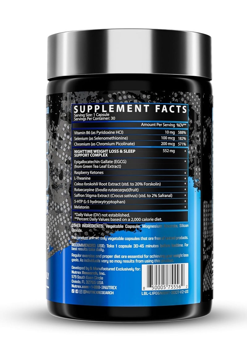 Nutrex Research ليبو 6 حارق الدهون الليلي للرجال والنساء 30 كبسولة - Image 4