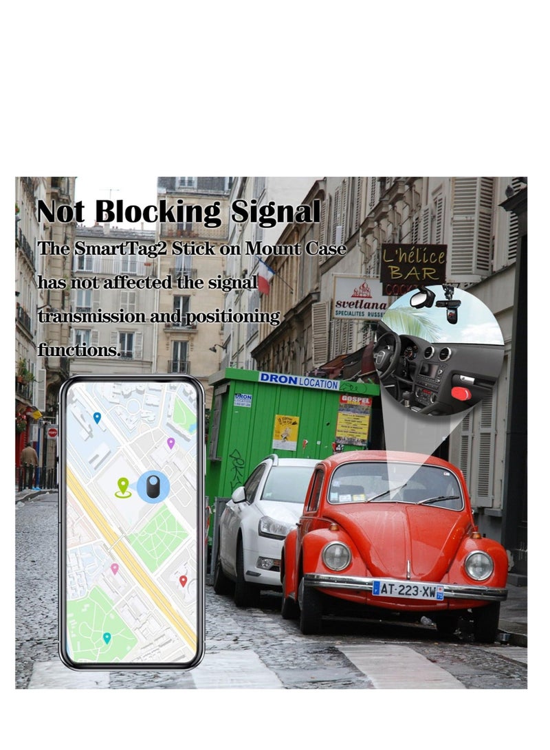 Captaintech 2 Pack Holder Stick on Mount Case fit for Samsung Galaxy SmartTag2, Silicone Hidden GPS Tracker, Mount Case with 3M Adhesive Sticker, Anti-Lost Scratch for Bike, TV Remote, Laptop (Black Pink) - Image 3