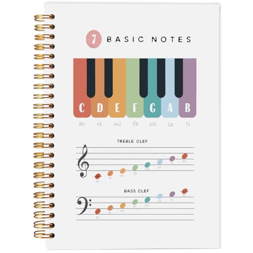 Ecezatik Piano Notebook, Music Notebook Journal for Music Students Lovers Songwriters Composers Musicians Teachers, Music Writing Notebook, Piano Music Theory Spiral Notebook 5.5x8.3 Inches - Image 1