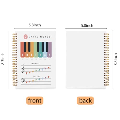Ecezatik Piano Notebook, Music Notebook Journal for Music Students Lovers Songwriters Composers Musicians Teachers, Music Writing Notebook, Piano Music Theory Spiral Notebook 5.5x8.3 Inches - Image 5