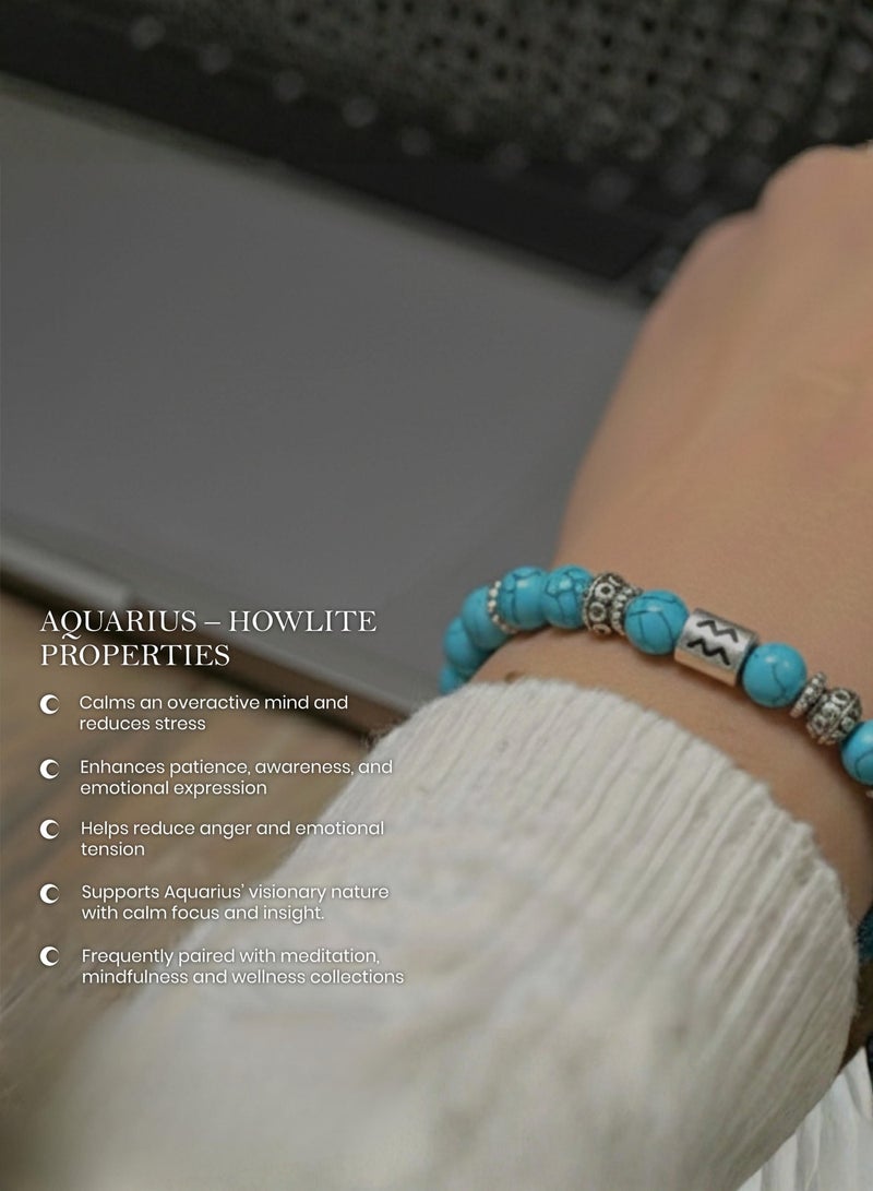 British Fossils Zodiac Bracelet Aquarius - Howlite - Image 5