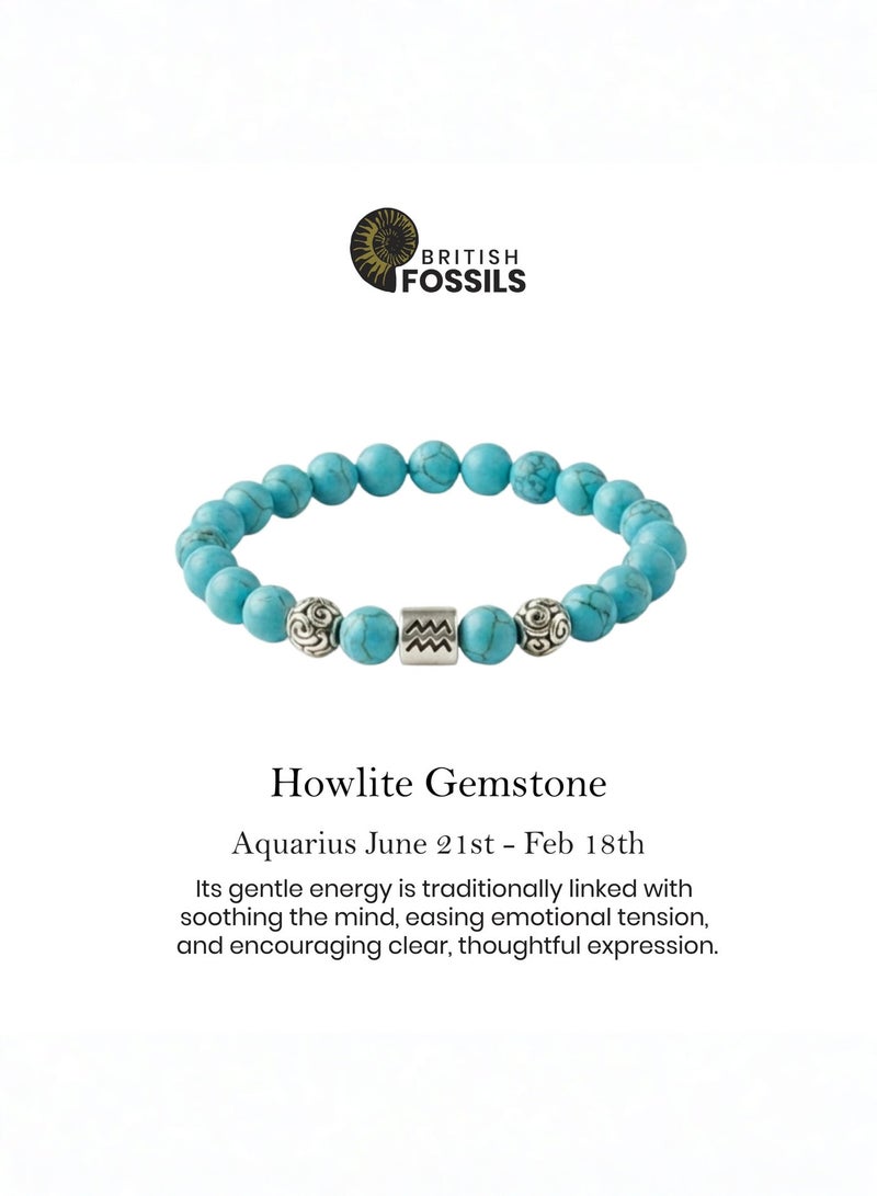 British Fossils Zodiac Bracelet Aquarius - Howlite - Image 4