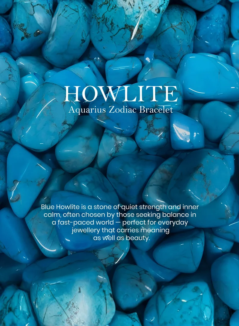 British Fossils Zodiac Bracelet Aquarius - Howlite