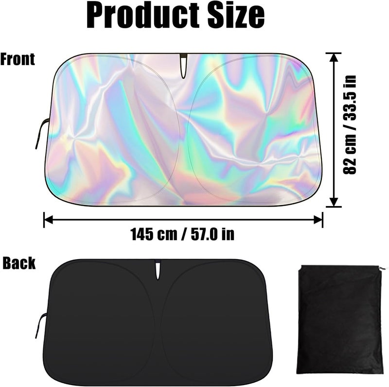 LhyBtm Foldable Car Windshield Sun Shade with Storage Pouch, Front Window Sun Visor for Car Windshield Blocks UV Rays and Sun Heat Protection Auto Heatshield Visor Car Interior Accessories, 59 x 27.5 Inch - Image 2