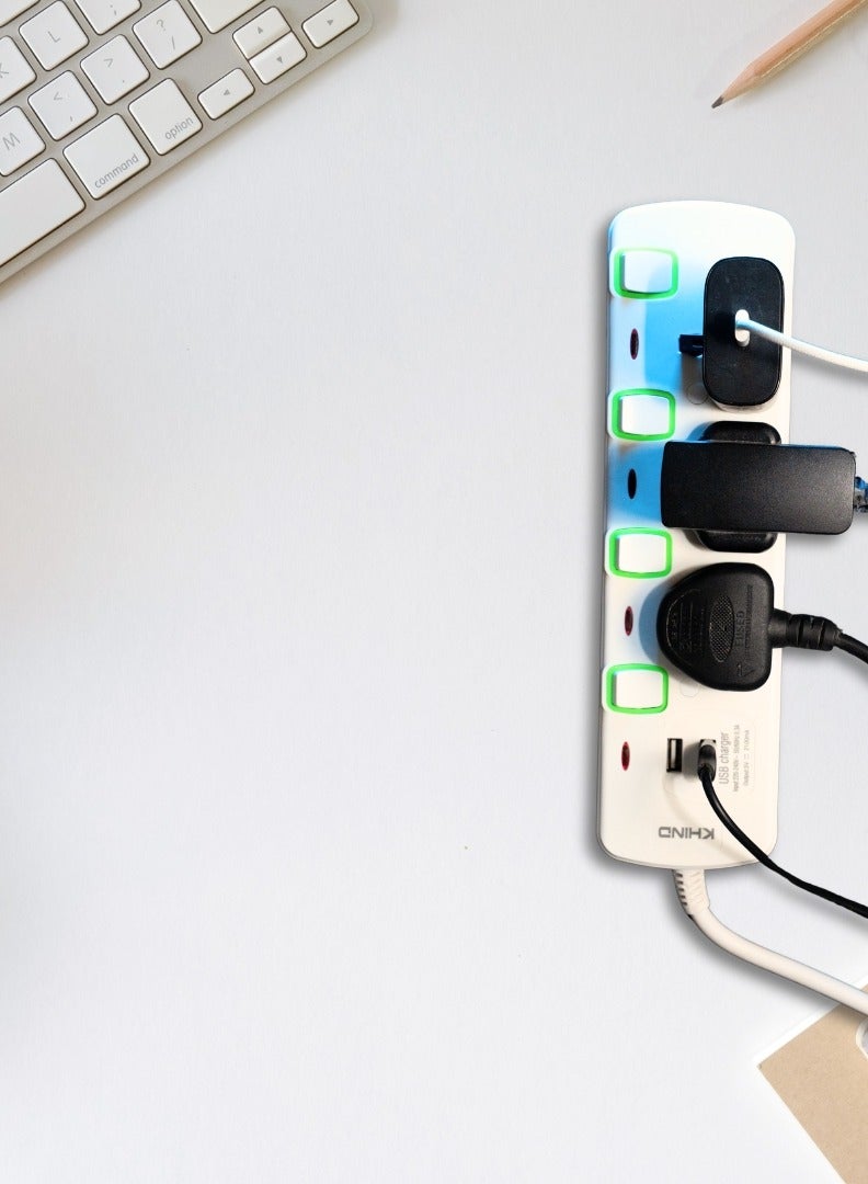 KHIND High Quality Power Extension Universal 3 Socket Plug Adapter with 2 USB Charging Sockets, Extension Cord 5 Meter - Image 4