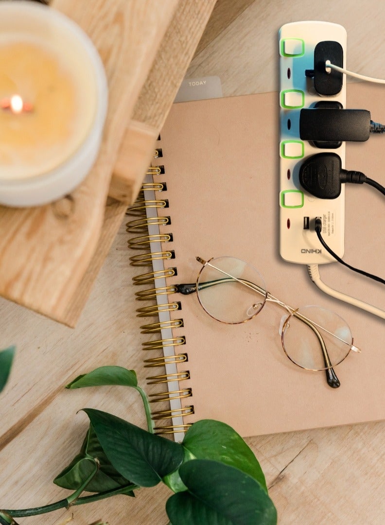 KHIND High Quality Power Extension Universal 3 Socket Plug Adapter with 2 USB Charging Sockets, Extension Cord 5 Meter - Image 5