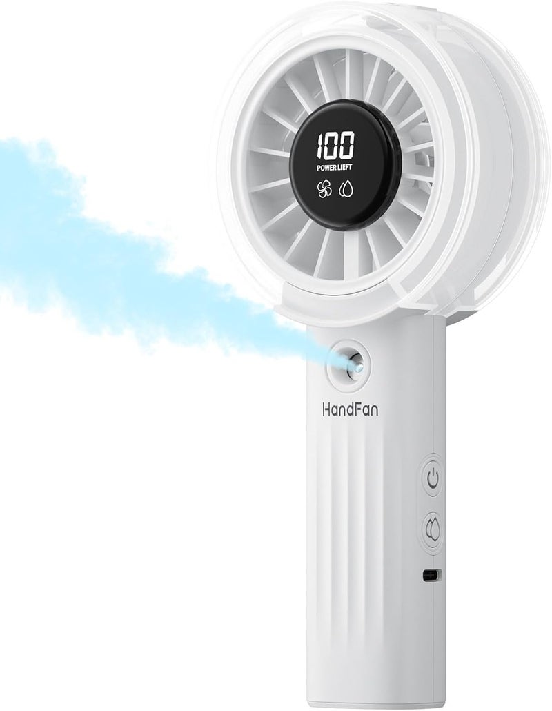 HandFan Upgraded Misting Fan with LED Display – Extreme Cooling Portable Handheld Fan with Water Mist Spray, 50% Stronger Airflow & Quieter, USB Rechargeable for Travel/Park/Disney/Beach/Concert/Game - Image 1