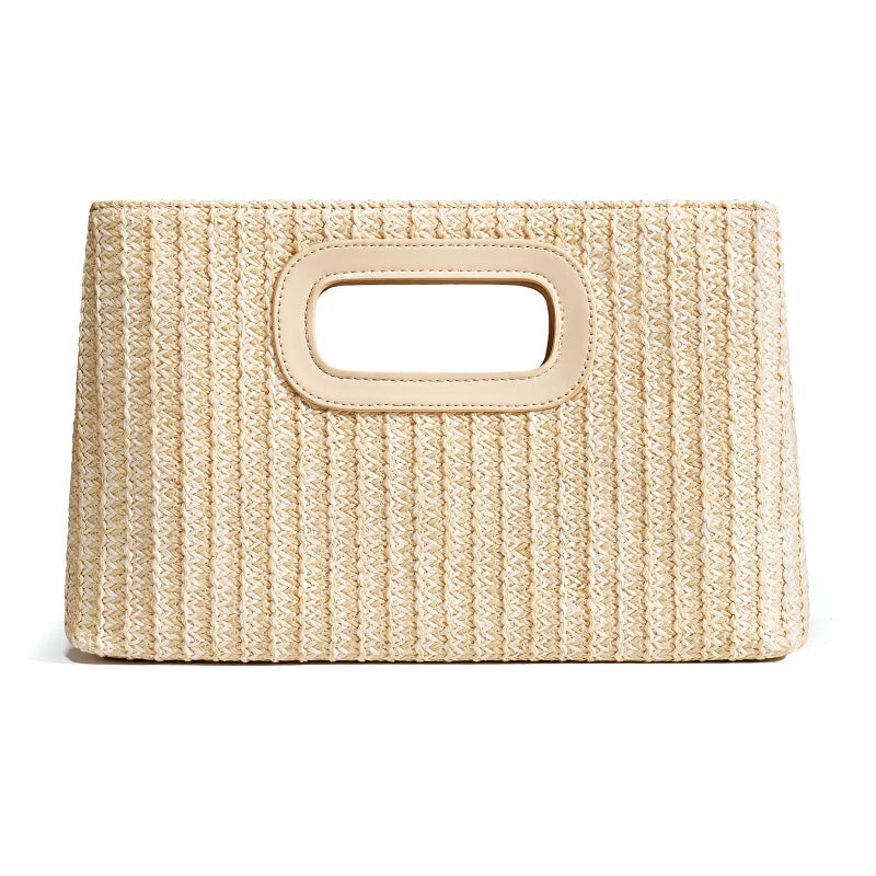 CHUNLI Chic Straw Clutch Purses for Women with Top Handle Summer Bag, Ideal Vacation Handbags and Woven Boho Beach Bags - Image 1