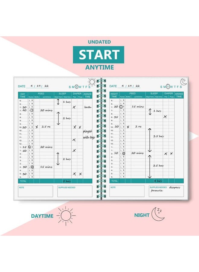 Tiankool Baby's Daily Log Book - A5 Baby Care planner for Newborns, Schedule for Tracking Newborn's Daily Routine, 152 Easy to Fill Pages Track and Monitor Nursing, Sleep, Feeding, Diapers, Pumping and More - Image 3