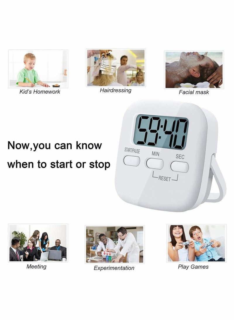 Kitchen Timer, Digital Timer Egg Timer for Countup and Countdown, Big Digits Loud Alarm Magnetic Backing Clock Stopwatch Timer for Cooking Baking Shower Office Teaching - Image 4