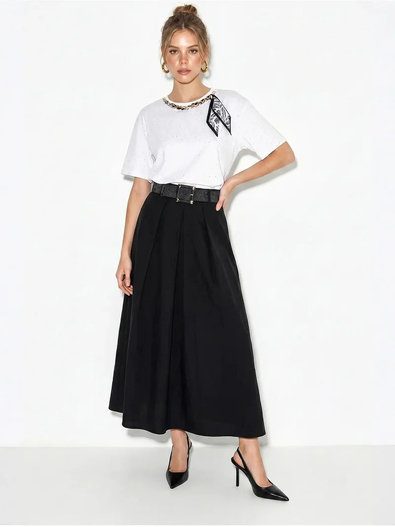 Bianco Lucci LUCCI Oversized Cotton Jersey Crew Neck T-shirt