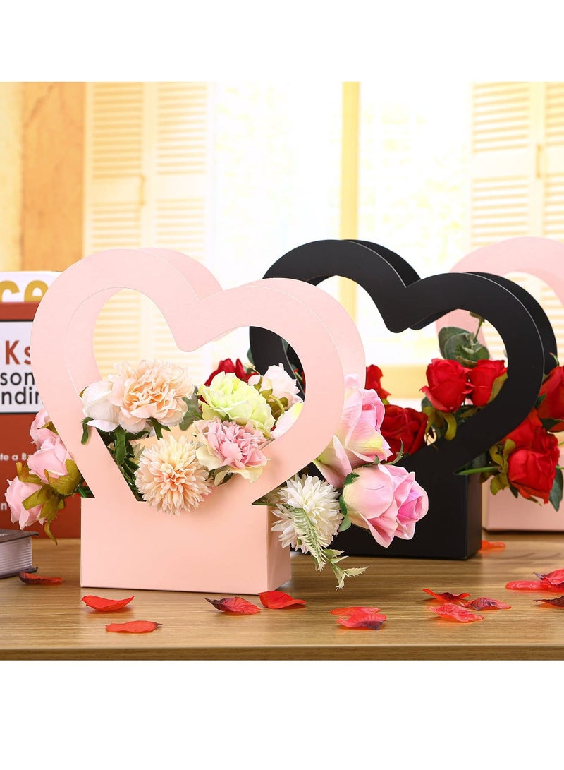 XiuWoo SYOSI 12 Pcs Heart-shaped Gift Bag Flower Boxes, Bouquet Wrapping Paper with Handle Folding Basket for Mother's Day Wedding Party Birthday - Image 4