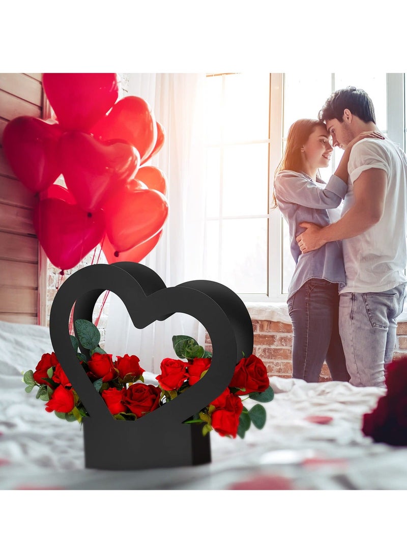 XiuWoo SYOSI 12 Pcs Heart-shaped Gift Bag Flower Boxes, Bouquet Wrapping Paper with Handle Folding Basket for Mother's Day Wedding Party Birthday - Image 5