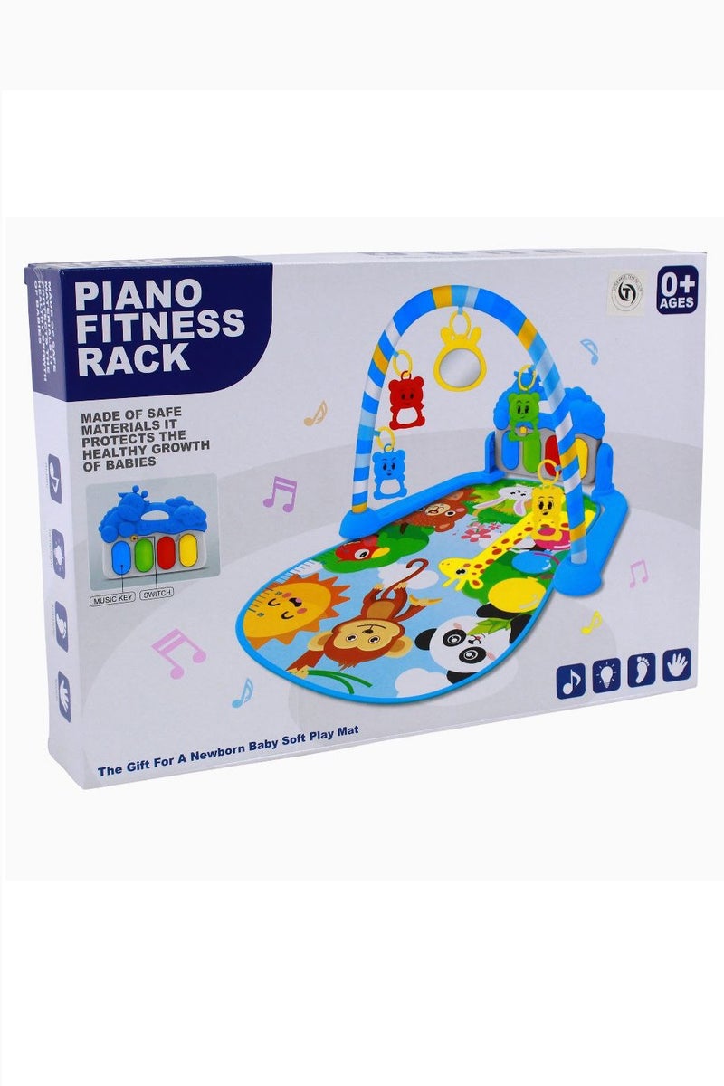 Baby Piano Fitness Rack Play Mat Gym & Fitness Rack with Hanging Rattles Lights & Musical Keyboard Mat Piano Toys for Babies (Baby Gym Piano) Multicolour - Image 1