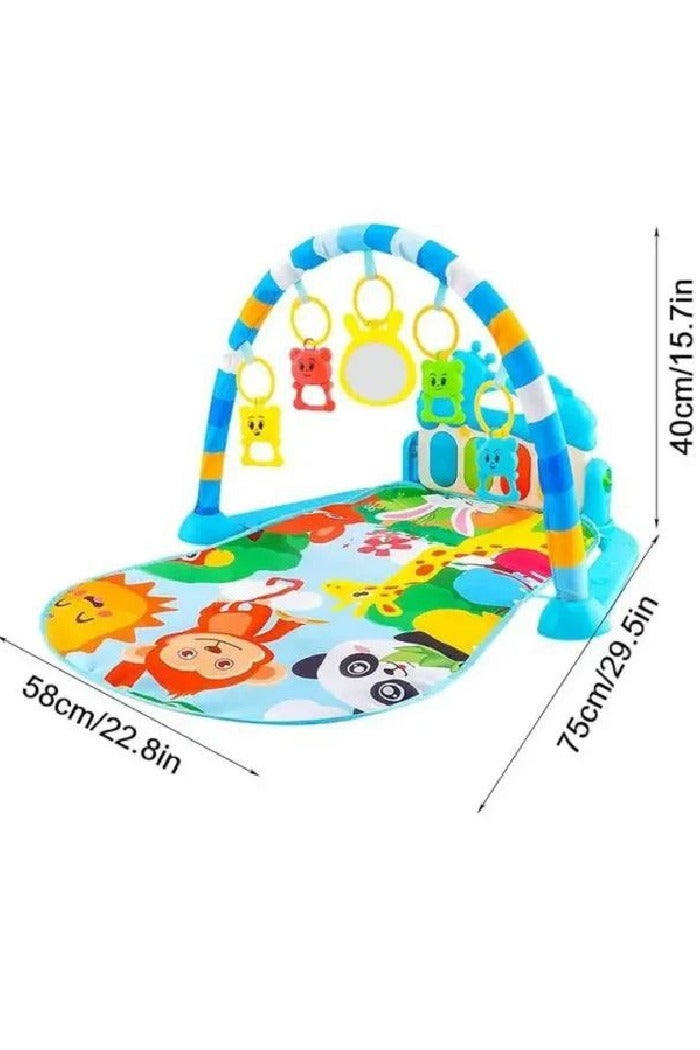 Baby Piano Fitness Rack Play Mat Gym & Fitness Rack with Hanging Rattles Lights & Musical Keyboard Mat Piano Toys for Babies (Baby Gym Piano) Multicolour - Image 2