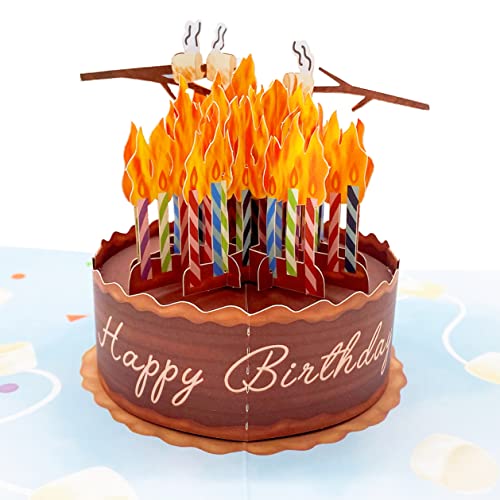 Liif Birthday Cake On Fire Funny Birthday Card, 3D Greeting Pop Up Birthday Card, Happy Birthday Card For Men, Women, Her, Him, Husband, Wife | With Message Note & Envelop | Size 7 X 5 Inch - Image 3