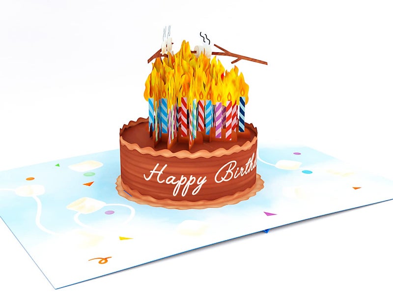 Liif Birthday Cake On Fire Funny Birthday Card, 3D Greeting Pop Up Birthday Card, Happy Birthday Card For Men, Women, Her, Him, Husband, Wife | With Message Note & Envelop | Size 7 X 5 Inch - Image 4