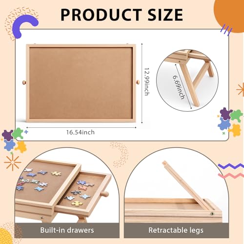 BrightRow Small Puzzle Board with Legs 165 x 13 Inch Portable Puzzle Table with 2 Drawers Wooden Jigsaw Game Board Suitable for Personal - Image 5