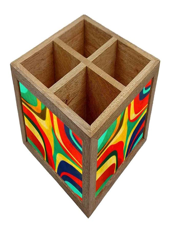 Nutcase Wooden Cutlery Stand Holder Silverware Caddy Spoons Forks Knives Organizer for Dining Table & Kitchen -Made in India-Spoons NOT Included - Retro Art Deco - Image 3