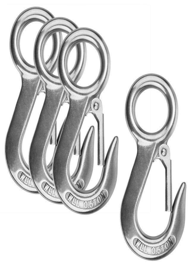MOUNTAIN_ARK 4 Pack 4-5/8" Fast Eye Safety Snap Hook for Boat, 304 Stainless Steel Heavy Duty Marine Spring Carabiner, Load 1100 lbs - Image 1