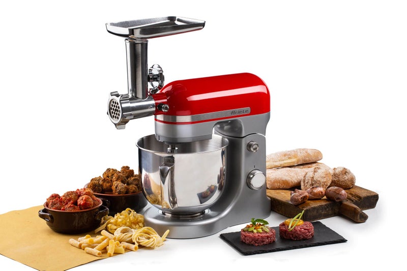 Ariete 4079 Meat Slicer and Mincer, Sausage Filler and Pasta Roller Attachments, Red/Grey (ariete moderna)