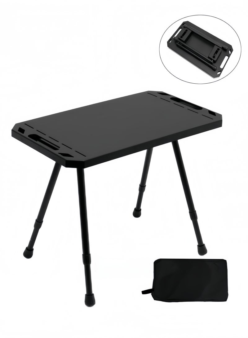 اكسيسن طاولة تخييم محمولة مع حقيبة حمل، طاولة شواطئ صغيرة سوداء قابلة للطي من الألومنيوم للشواء 48*28*59 سم - Image 1