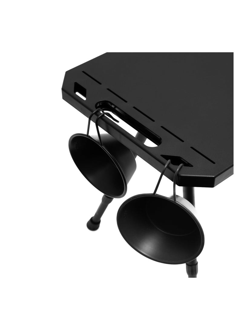 اكسيسن طاولة تخييم محمولة مع حقيبة حمل، طاولة شواطئ صغيرة سوداء قابلة للطي من الألومنيوم للشواء 48*28*59 سم - Image 5