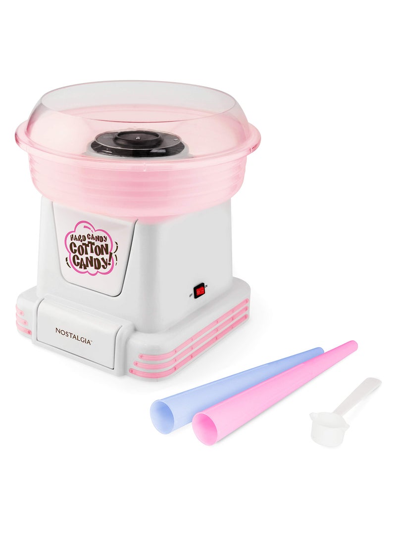 Nostalgia Nostalgia Cotton Candy Machine  Retro Cotton Candy Machine for Kids with 2 Reusable Cones 1 Sugar Scoop and 1 Extractor Head  White 