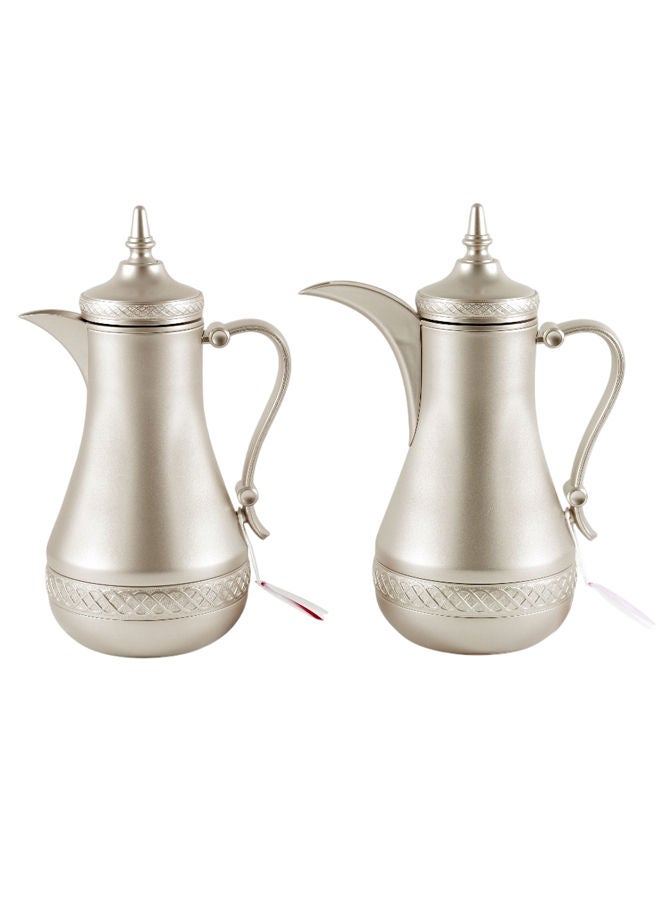 REEM 2-Piece Stainless Steel Tea/Coffee Dallah & Flask Set 1.0+1.0 Liters Gold - Image 2