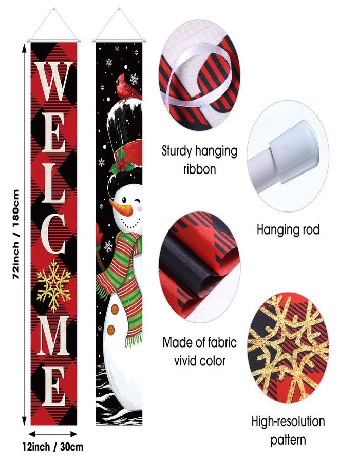 تيجيمي لافتات شرفة عيد الميلاد، زينة رجل الثلج، لوازم تزيين عيد الميلاد، أعلام عيد ميلاد سعيد معلقة، لافتات ترحيبية شتوية للأبواب، ديكورات منزلية داخلية وخارجية لعيد الميلاد - Image 3