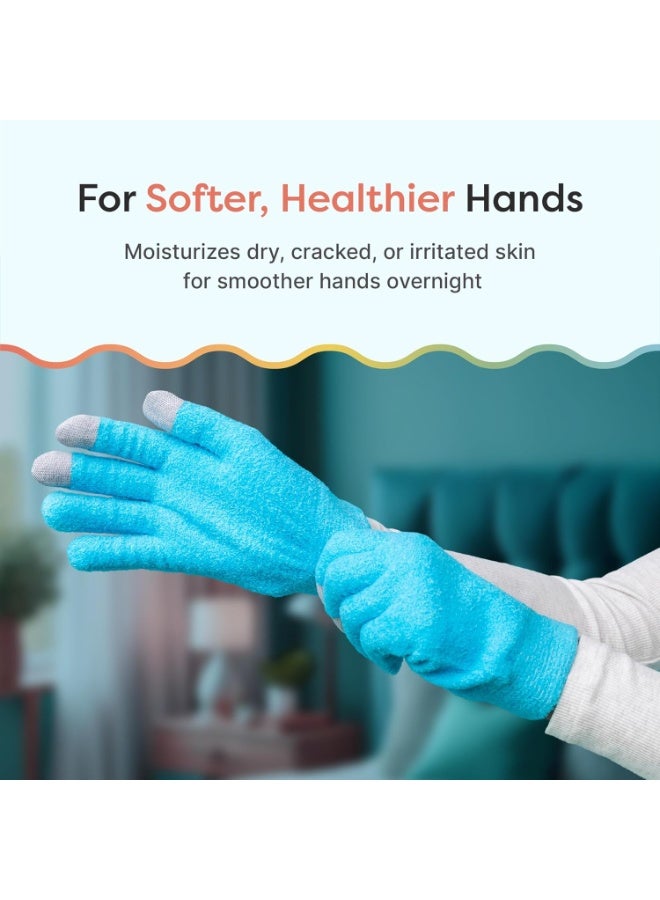 Zentoes ZenToes Moisturizing Gloves for Dry Hands and Eczema, Gel Infused with Jojoba Seed Oil, Olive Oil and Vitamin E, Overnight Hand Moisturizer (OSFM, Fuzzy Blue with Media Tips) - Image 4