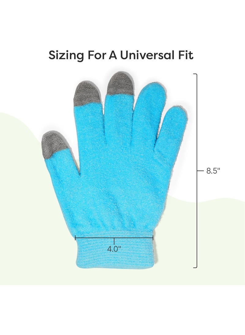 Zentoes ZenToes Moisturizing Gloves for Dry Hands and Eczema, Gel Infused with Jojoba Seed Oil, Olive Oil and Vitamin E, Overnight Hand Moisturizer (OSFM, Fuzzy Blue with Media Tips) - Image 3