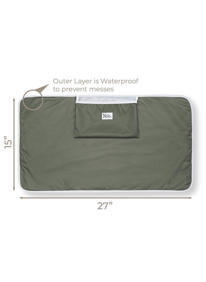 Nora's Nursery Portable Baby Diaper Changing Pad Mat - Waterproof - Sage - Image 2