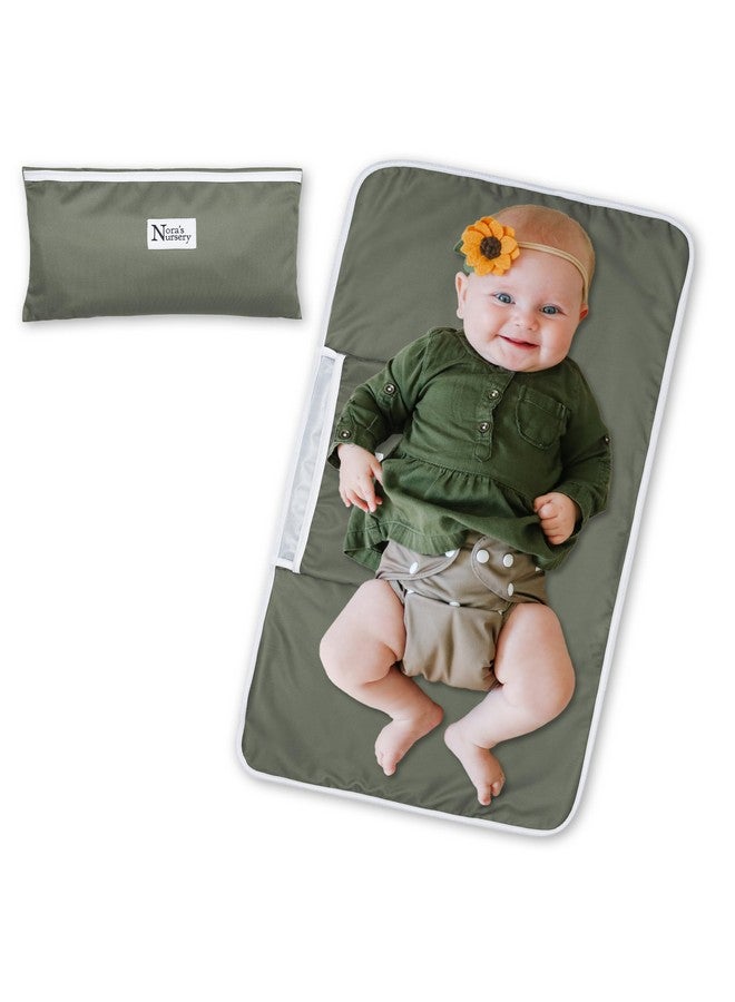 Nora's Nursery Portable Baby Diaper Changing Pad Mat - Waterproof - Sage - Image 1