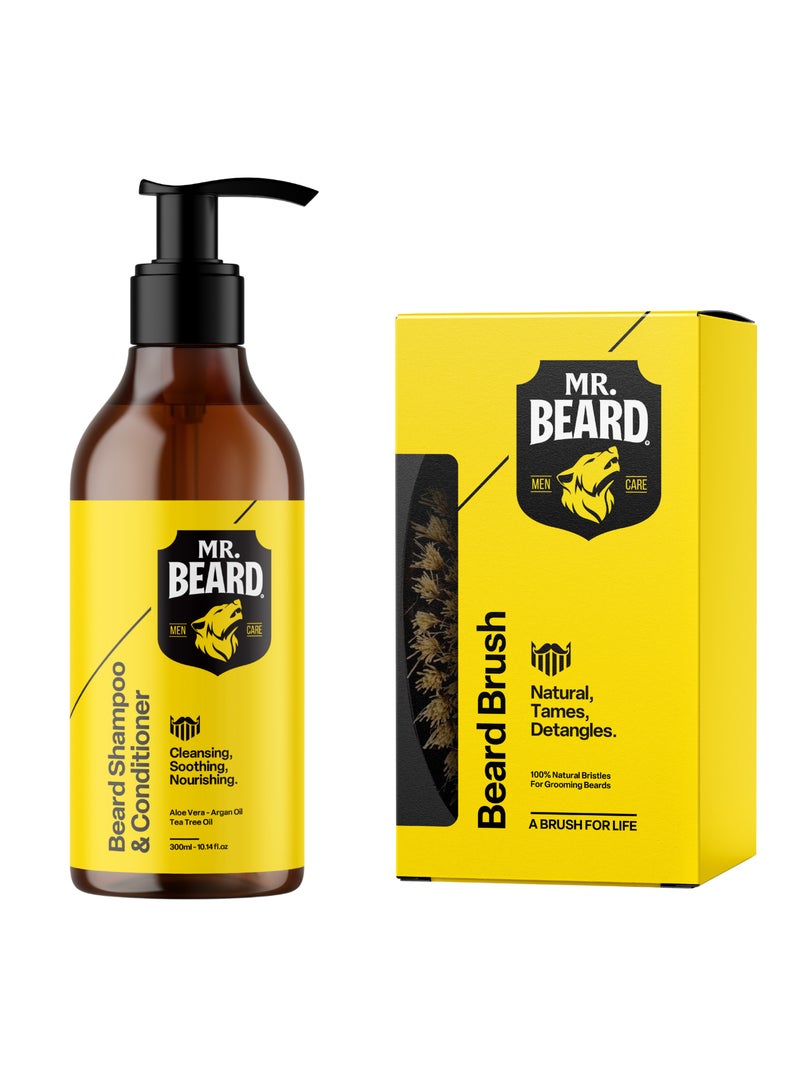 Mr.Beard Grooming Essentials Kit Beard Shampoo + Beard Brush - Image 1