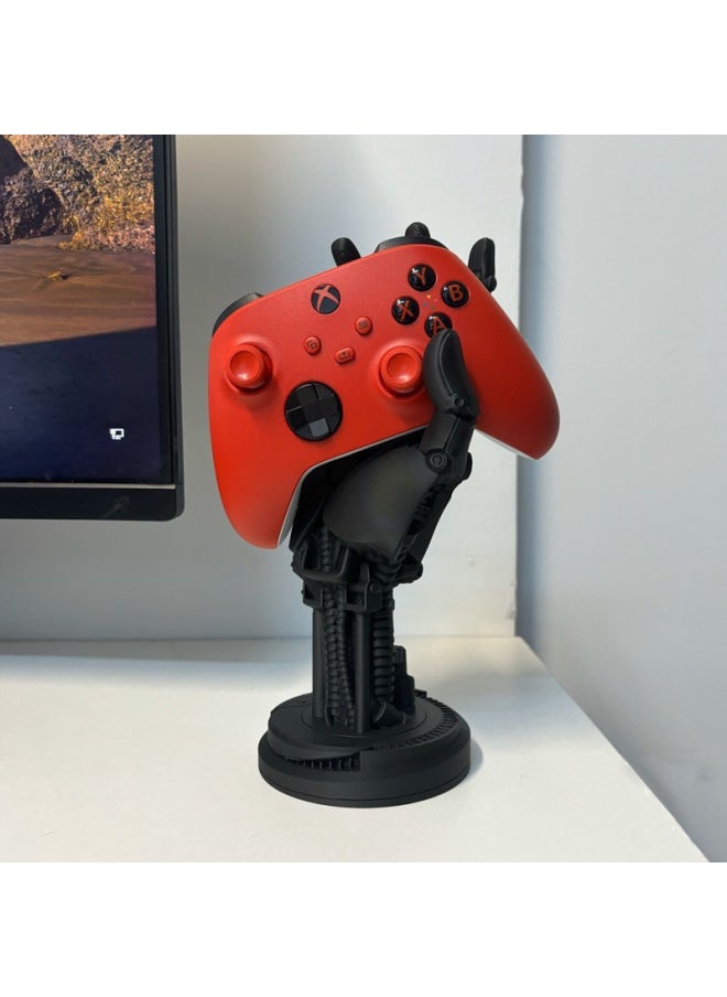 Generic - Cyberpunk Manipulator Handle Bracket 2077 Johnny Silver Hand Surrounding XBOX PS4/5 Handle Round Bottom Ornaments-Color:White Silver-Specifications:Left Hand Round Bottom - Image 1
