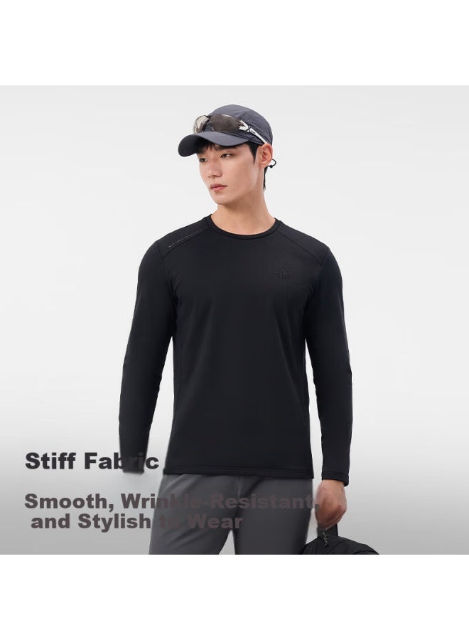 Pelliot Outdoor Fleece T-shirt Men Women Polygiene Warm Inner Wear Spring Base Layer Fleece Shirt 114315433 Black L - Image 2