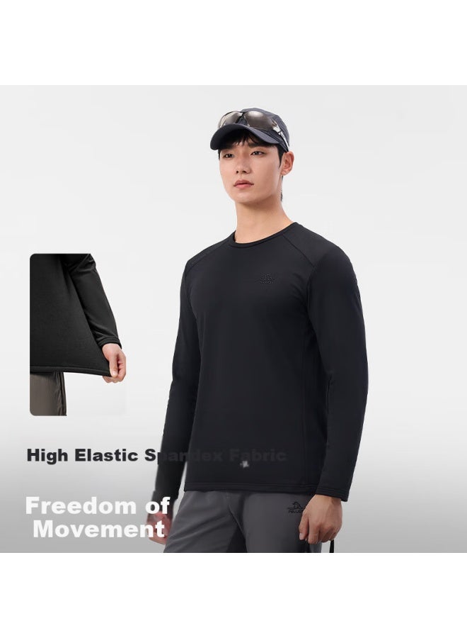Pelliot Outdoor Fleece T-shirt Men Women Polygiene Warm Inner Wear Spring Base Layer Fleece Shirt 114315433 Black L - Image 3
