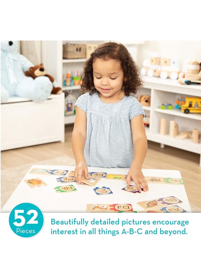 هالامودو 52 جهاز كمبيوتر شخصي التعلم اللغز الأبجدي مطابقة لعبة الألغاز الخشبية ألغاز ABC الخشبية، الألغاز الأبجدي الخشبية للأطفال الأعمار 4 + لعبة مونتيسوري التعليمية - Image 1